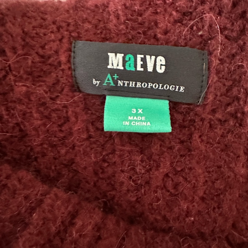 Maeve Anthroplogy Burgundy Sweater - Picture 6 of 7